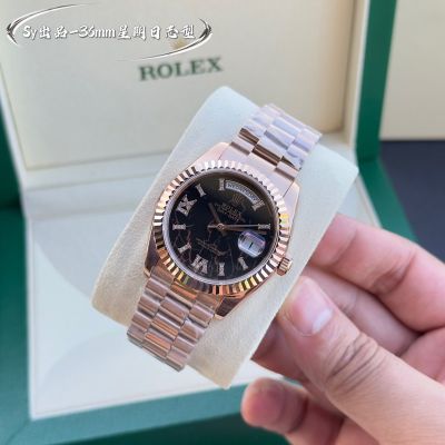 ROLEX Day-date Replica with Black Dial 904L Steel 2836 Automatic Movement 41mm 36mm Black Watch